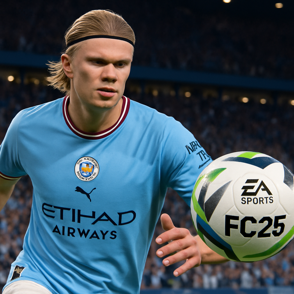 ارلینگ هالند در نمایی از بازی EA Sports FC 25، مناسب برای معرفی و خرید نسخه PS5 بازی FC25
